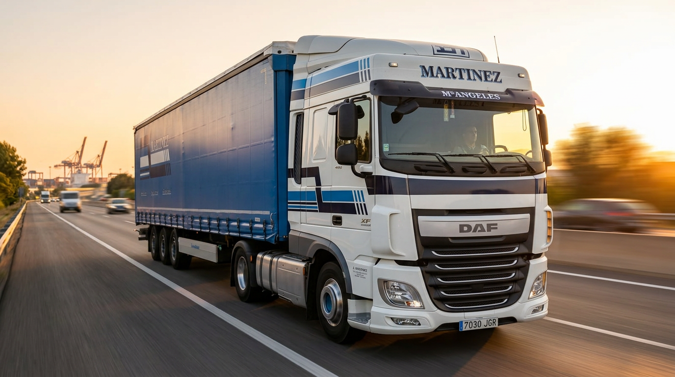 Camión de Martínez Huerta Transportes en carretera
